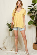 Yellow Solid Soft V Neck Baby Doll Blouse