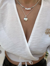 Hematite Beaded Necklace with Silver Heart Charm Pendant