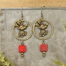 Czech Glass Packages Hanging W/ Rudolph Dangle Earrings
