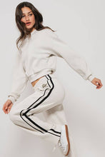 Light Heather Grey Timeless Stripe Drawstring Relaxed Urban Daizy Sweatpants