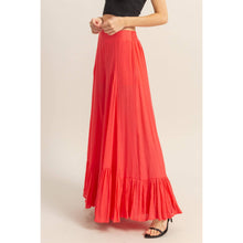 Coral Red High-Waist Ruffle Flared Wide Leg HYFVE Pants