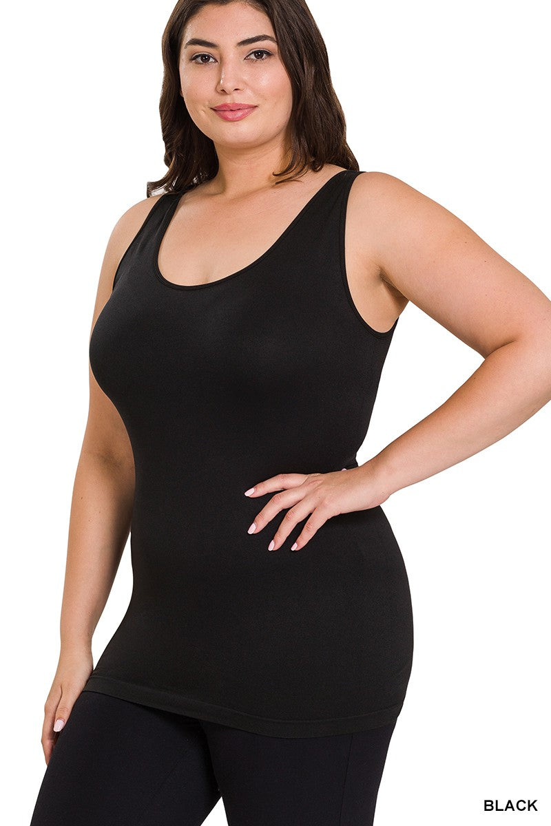 Black Plus Scoop Neck Seamless Zenana Tank Top 6/28/23 6441