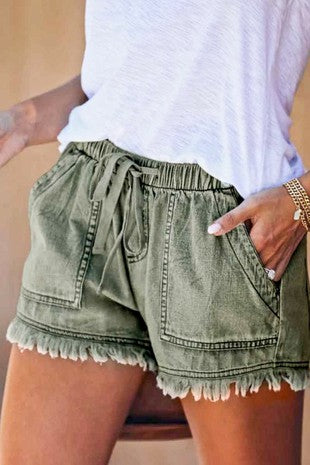 Army Green Distressed Washed Out Vintage Mazik Shorts 5/24/23 6267