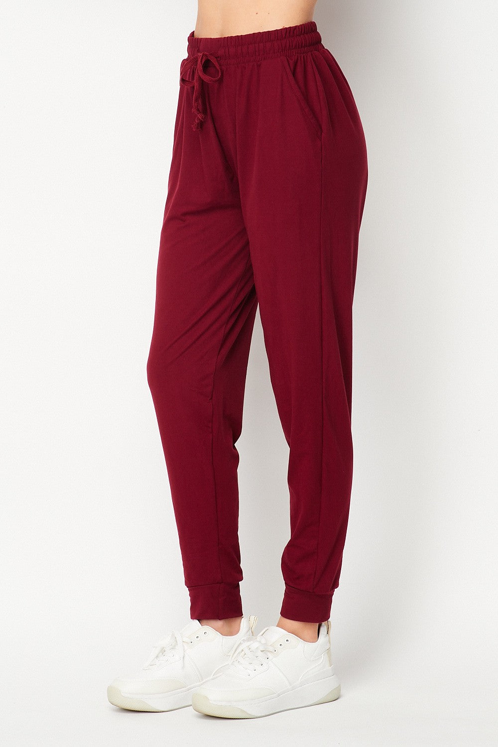 Burgundy Plus Solid Brused Jogger Pants 3/4/25 9675