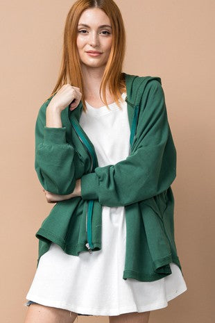 Hunter Green Solid Zipper Ces Femme Hoodie 6/28/23 6533