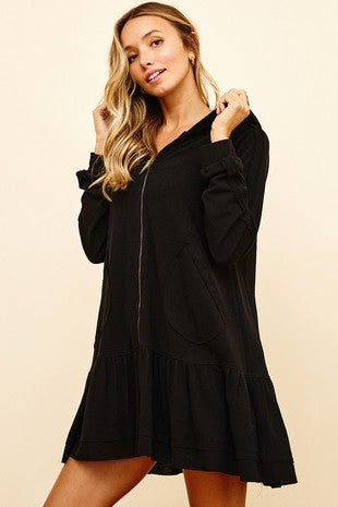 Black Ruffle Hem Zip Ces Femme Hoodie 6/28/23 6547
