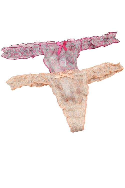 Beige Pink Floral Chiffon Thong 10/24/23 7258