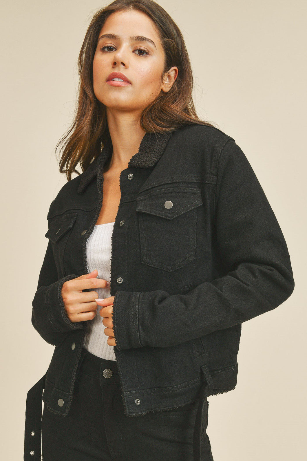 Black Sherpa Denim Paper Crane Jacket 5/17/23 6238