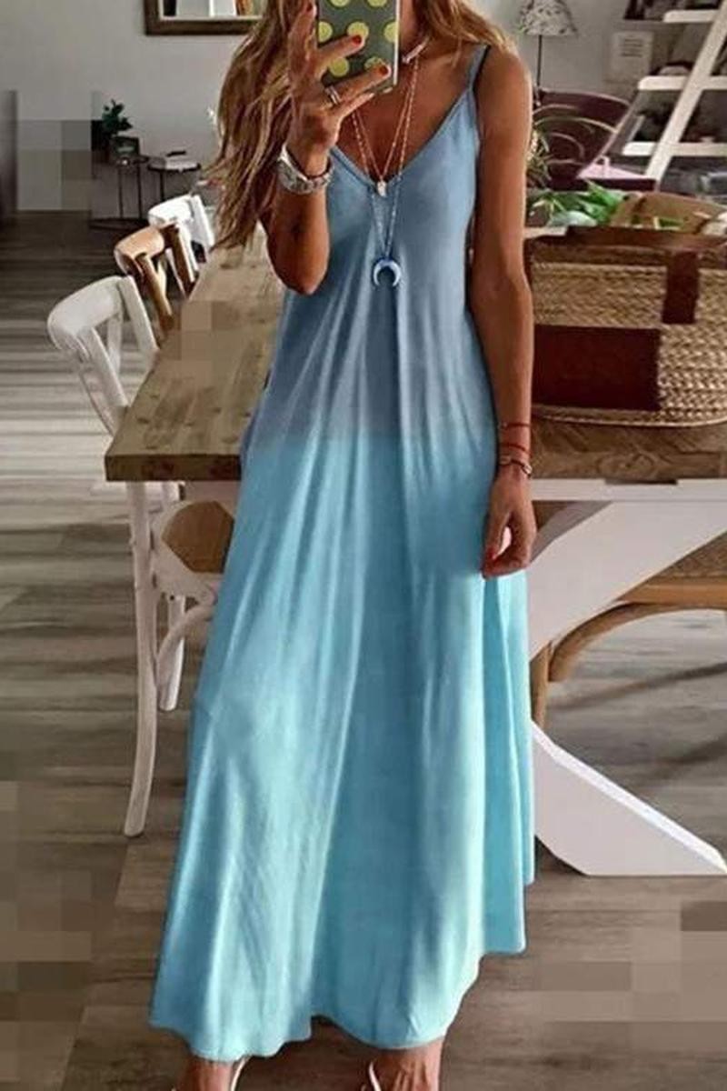 Blue Comfortable Beach Summer Dress 6/23/23 6503