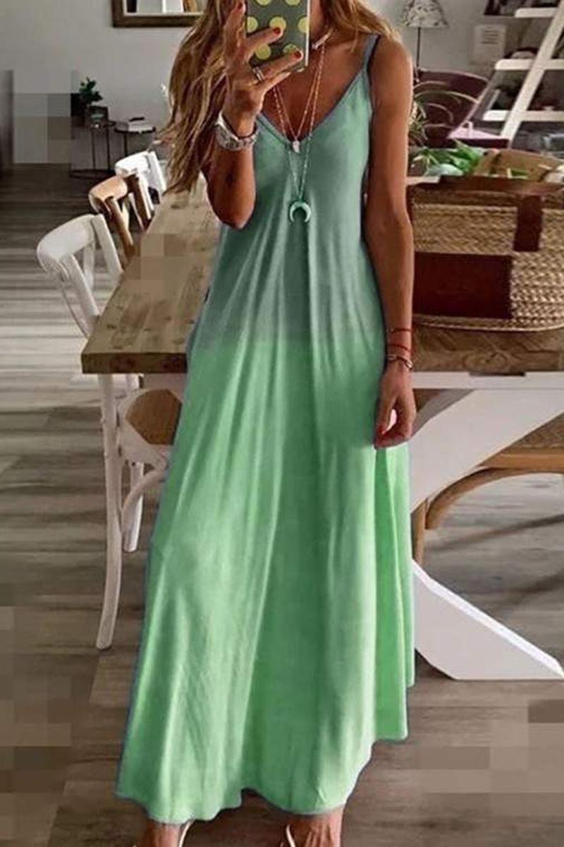 Green Comfortable Beach Summer Dress 6/23/23 6505