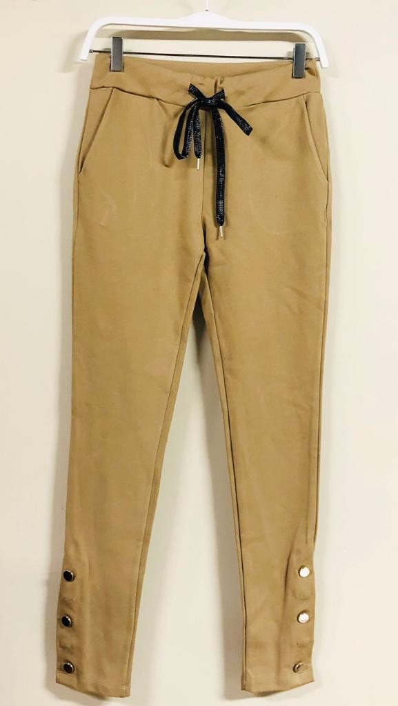 Beige Gold Button Bottom Venti Pants 8/10/23 6811