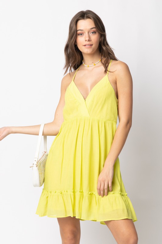 Lime Sleeveless Woven Lattice Open Back Mini Dress 5/4/23 6192