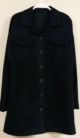 Black Button Up Long Sleeve Suede Venti Jacket 9/14/23 7064