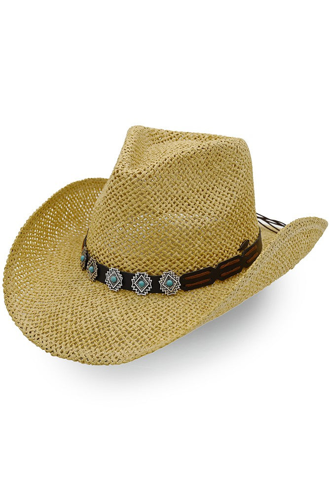 Natural CC Turquoise Charm Trim Cowboy Hat 6/13/23 6430