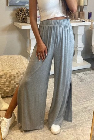 Grey Side Slit Wide Leg S Pants 5/27/23 6339