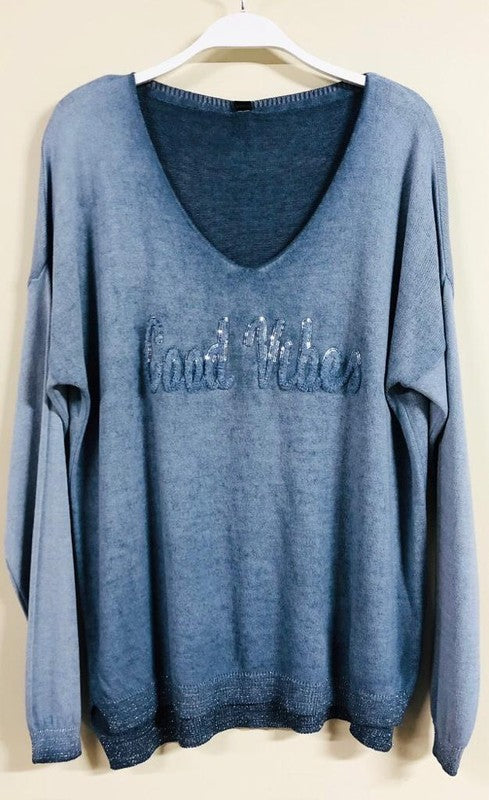 Blue Good Vibes Fuzzy Lightweight Venti Sweatshirt 7/7/23 6608