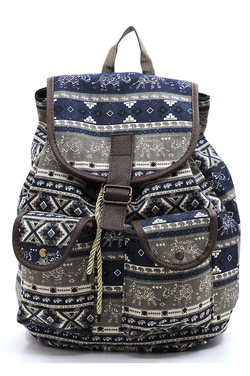 Navy Tribal Canvas Backpack 7/28/23 6760
