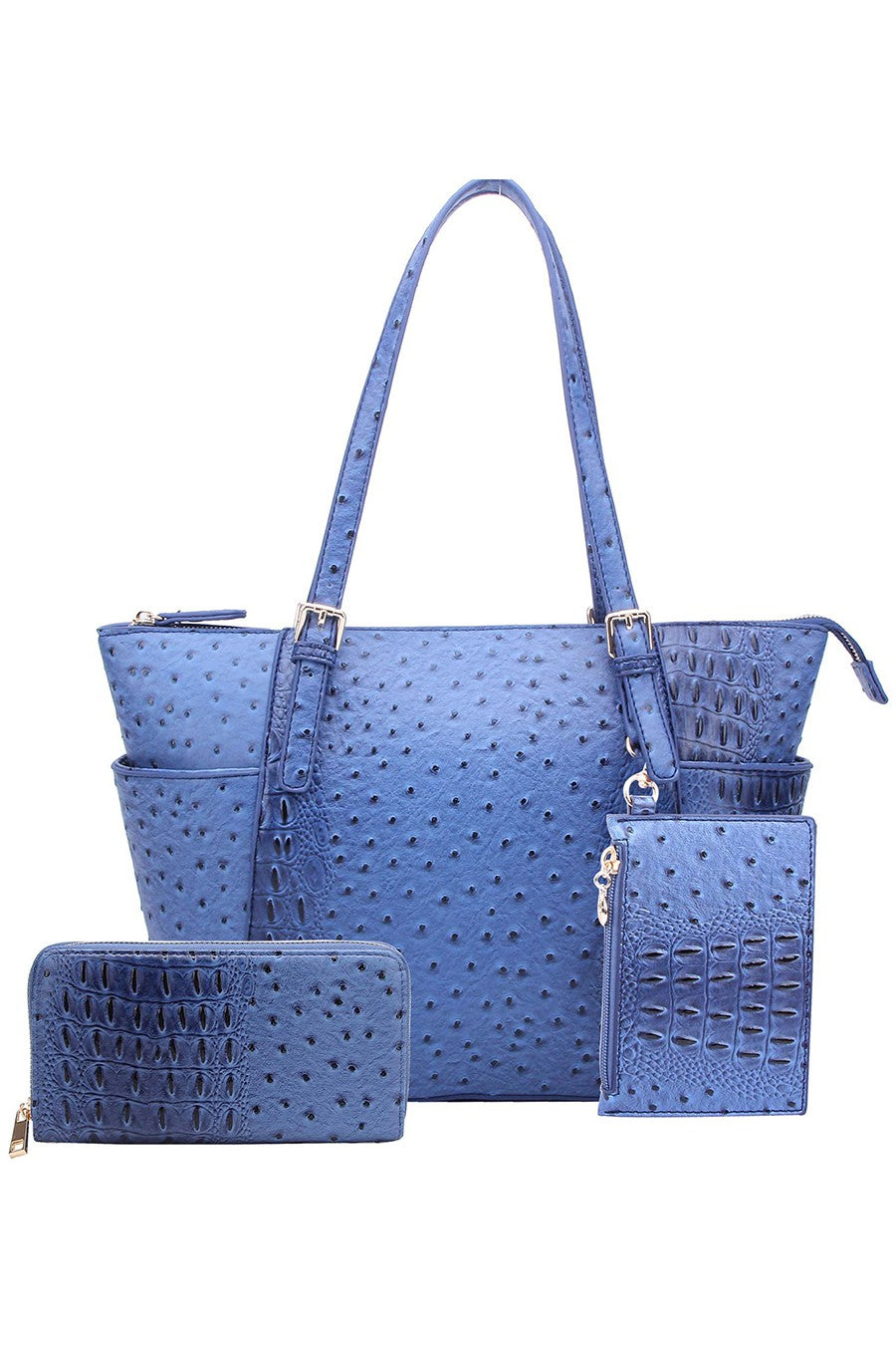 Royal Blue Ostrich Croc 3 in 1 Shopper 7/28/23 6776