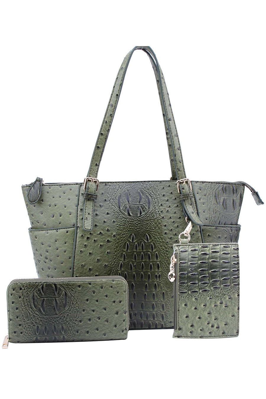 Olive Ostrich Croc 3 in 1 Shopper 7/28/23 6772