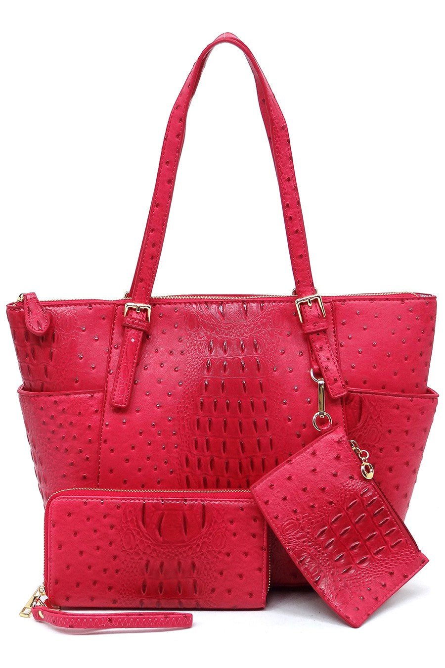 Magenta Ostrich Croc 3 in 1 Shopper 7/28/23 6769