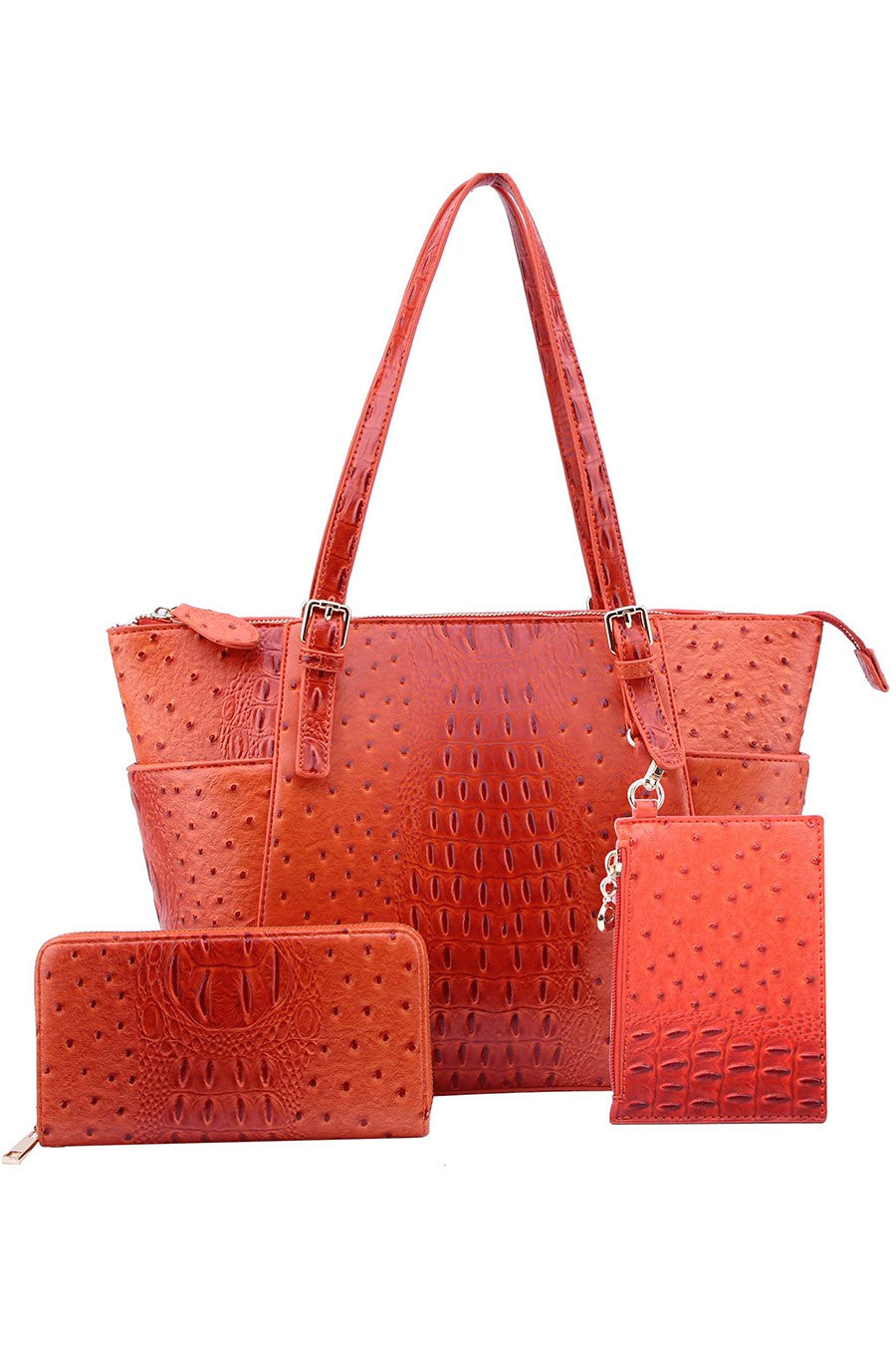 Burnt Orange Ostrich Croc 3 in 1 Shopper 7/28/23 6767