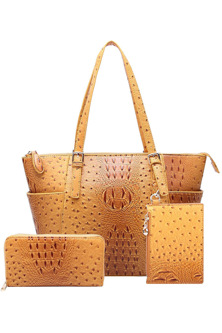 Mustard Ostrich Croc 3 in 1 Shopper 7/28/23 6770