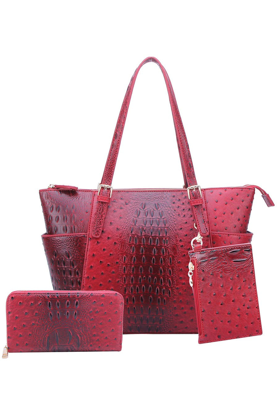 Red Ostrich Croc 3 in 1 Shopper 7/28/23 6774