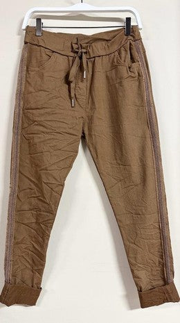 Camel Side Braid Trim Venti Crinkle Joggers 7/7/23 6611