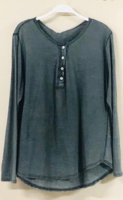 Grey Mineral Wash Back Trim Lace Venti Tee 10/25/23 6612