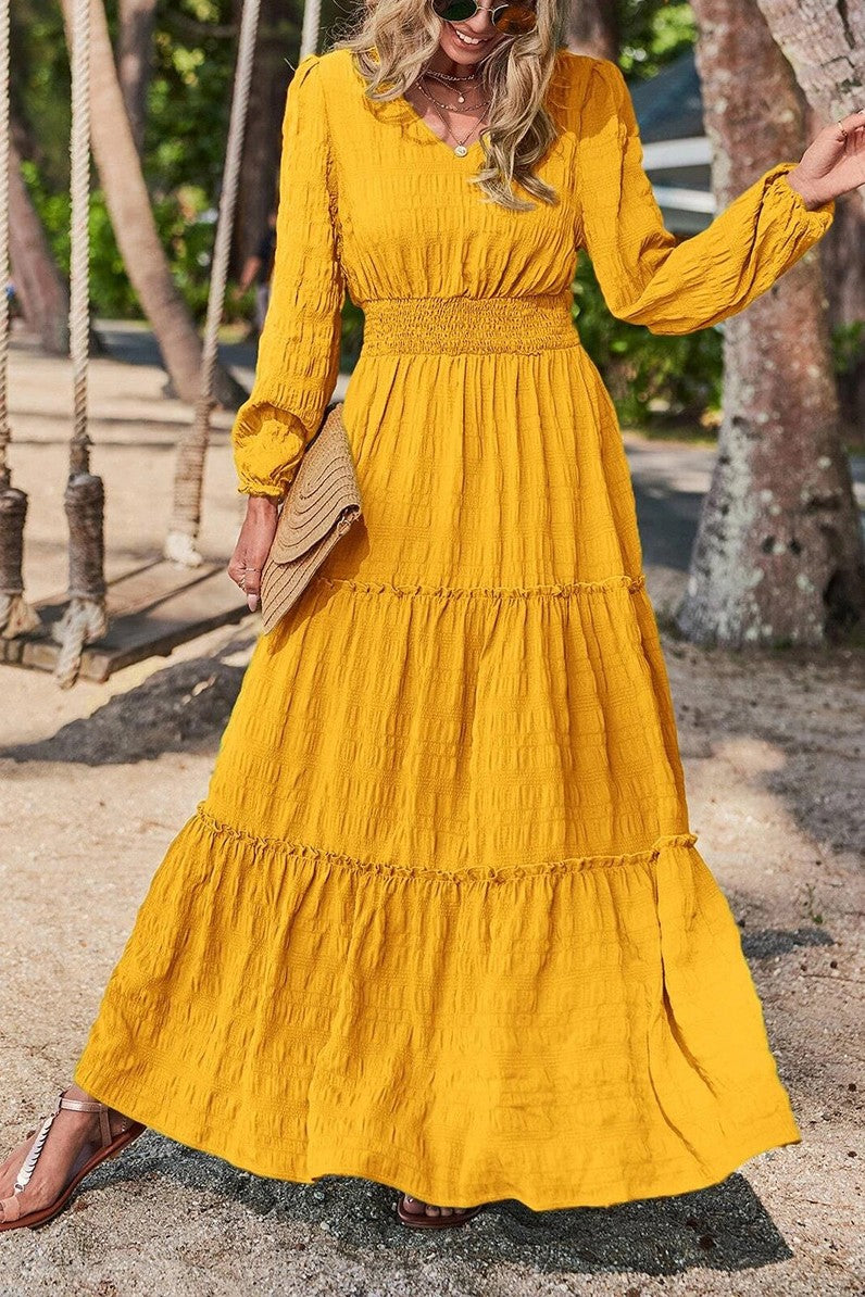 Yellow Temperament Commuting Dress 8/7/23 6803