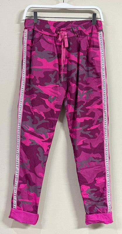 Fuchsia Camo Stud Side Stripe Venti Crinkle Joggers 8/10/23 6818