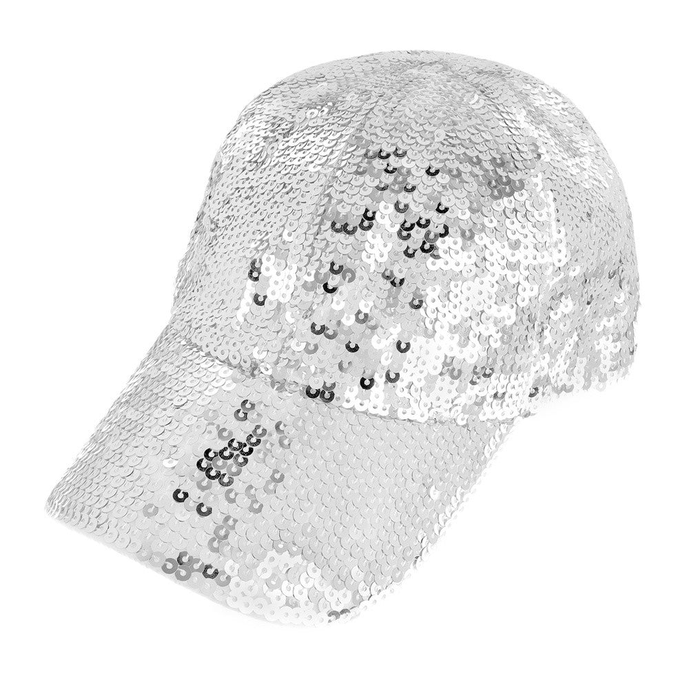 Silver Glam Sequin Sparkle Cap 8/28/23 6949