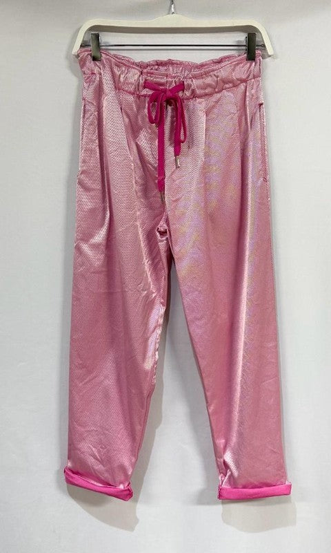 Fuchsia Metallic Sheen Elastic Venti Pants 9/14/23 7062