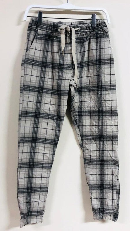 Beige Plaid Venti Crinkle Joggers 9/14/23 7044