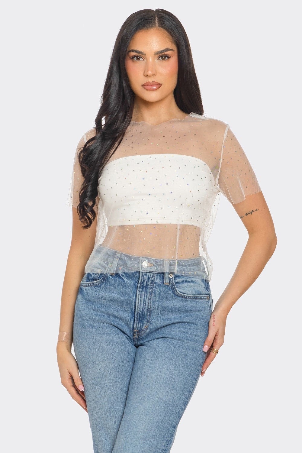 Ivory Mesh Stud Top 5/28/25 9924