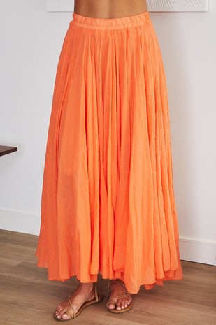 Orange Solid Double Layered Bohemian Italian Crinkle Skirt 1/15/25 9518