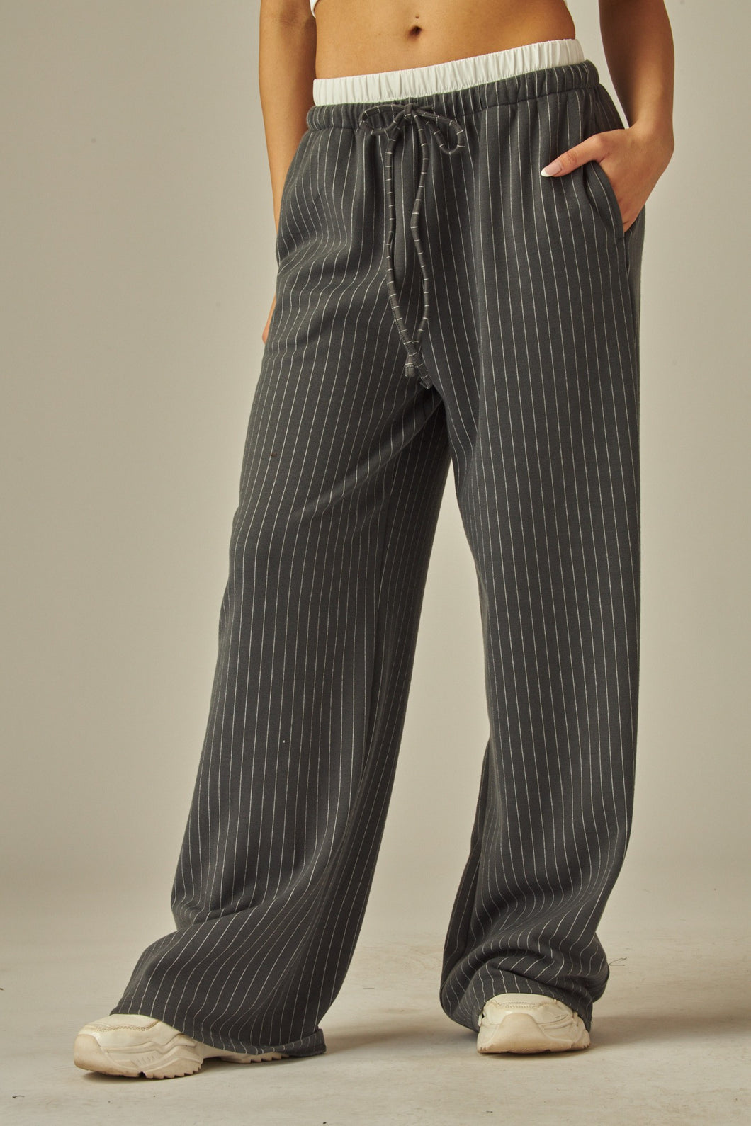 Grey Boxer Waist Pinstripe Long Pants 3/4/25 9672
