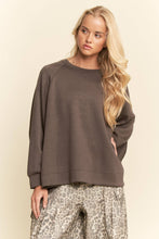 Black Long Sleeve Oversized Crew Neck Top