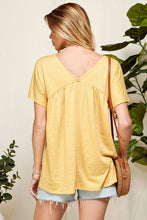 Yellow Solid Soft V Neck Baby Doll Blouse