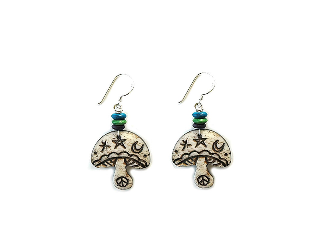 Space Mushroom Bone Earrings