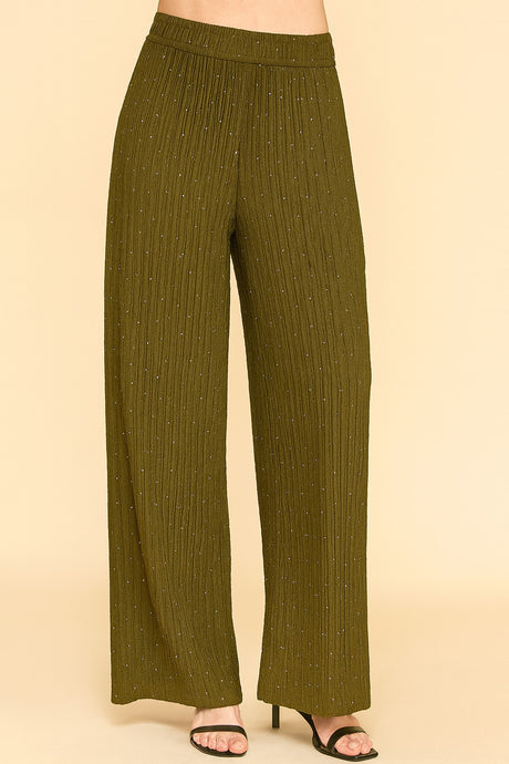 Olive Rhinestone Crinkle Loungewear Pants 10/22/25 1214