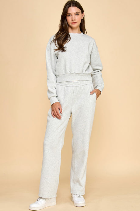 Ice Grey French Terry Fleeve Sweatshirt & Jogger Set 10/22/25 1219