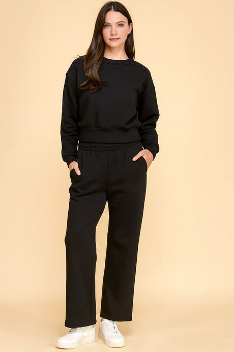 Black French Terry Fleeve Sweatshirt & Jogger Set 10/22/25 1218