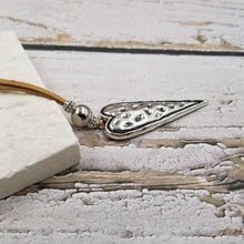 Vintage Big Silver Heart Leather Necklace