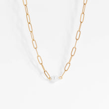 Stainless Steel / Gold Paperclip Necklace With Pearl Gold / 14"+2"