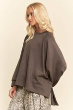 Black Long Sleeve Oversized Crew Neck Top