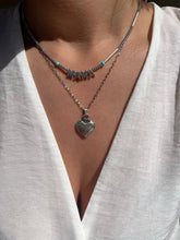 Hematite Beaded Necklace with Silver Heart Charm Pendant