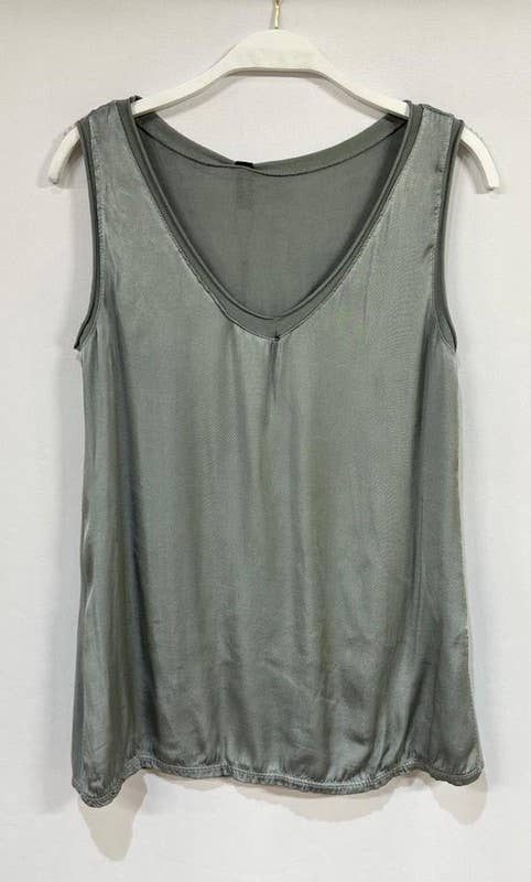 Steel Grey Viscose Contrast Back Venti Tank Top