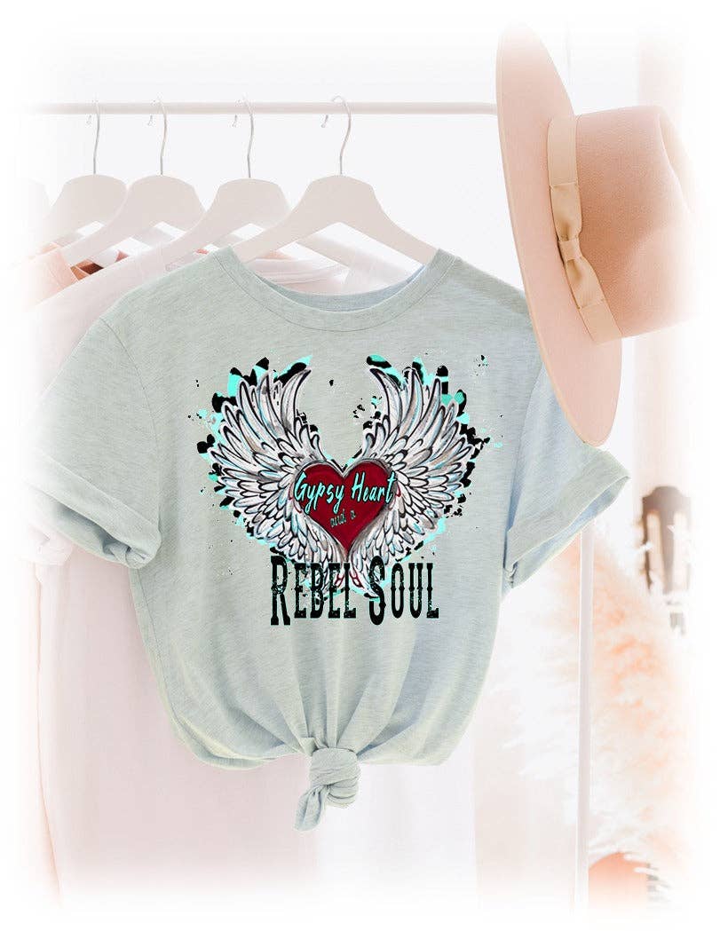 Heather Ice Grey Gypsy Heart and a Rebel Soul Tee