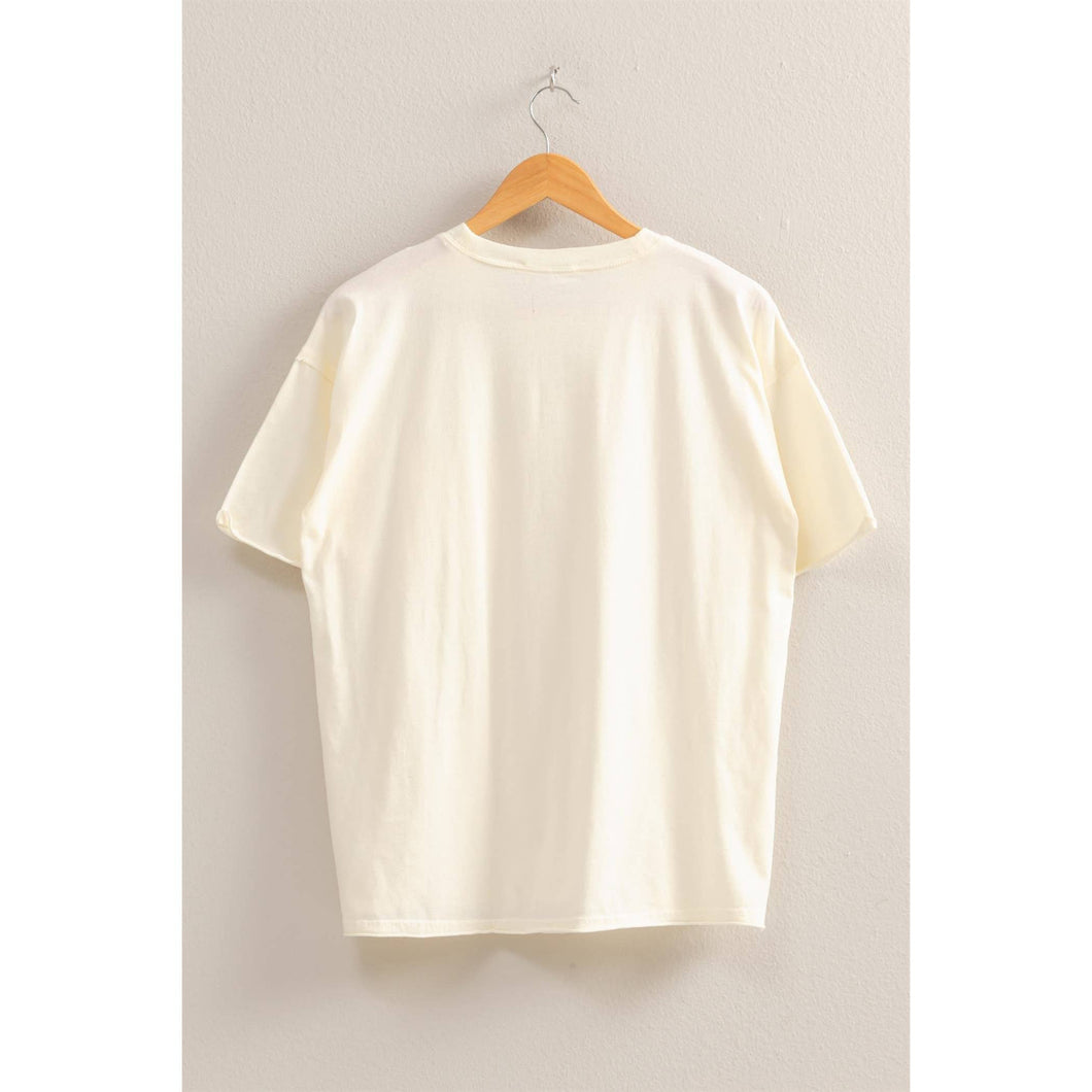 Off White Short Sleeve Front v neck Tunic Tee